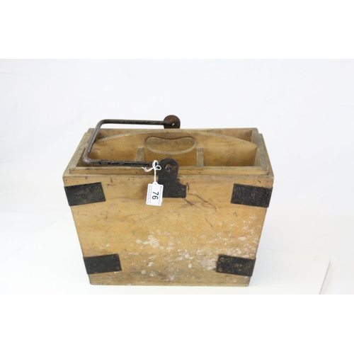 76 - Late 19th / Early 20th century Pine Housemaid's Trug / Box with Lift out Tray and Swing Iron Handle,... 