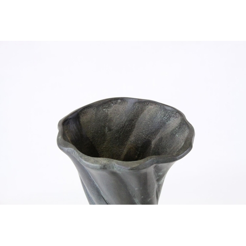 77 - Bronze Ram's Head Cornucopia Vase, h.37cms