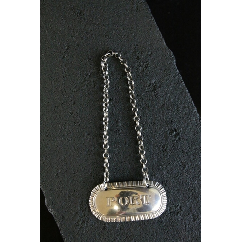 78 - A fully hallmarked George III sterling silver Port decanter label, maker marked for Samuel Knight wi... 