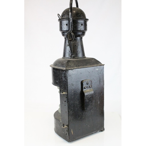 82 - Antique Corner Ships Lantern, no.99608, believed to be a from a Warship, h.57cms