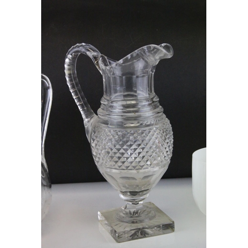 84 - Collection of mainly 19th century Glassware including Jugs, Decanters, Claret Jug, etc