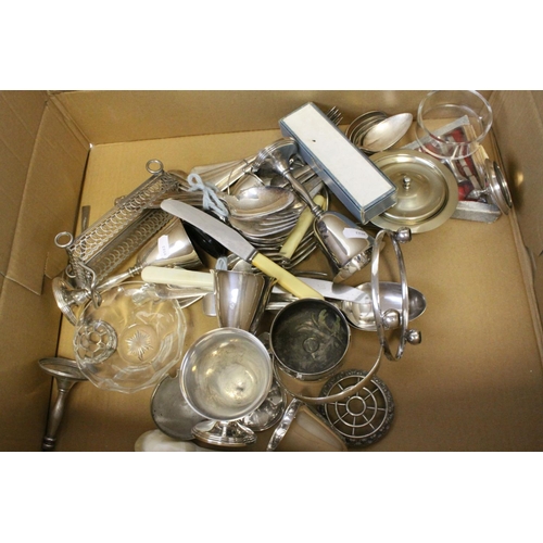 85 - Tray of Mixed Silver Plate and other Metalware including Cutlery