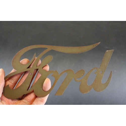 87 - Mixed Lot including Hand Bell, Riley Caps, Vintage AA Badge, Spring Scales, Ford Car Badge, Lamp Bas... 