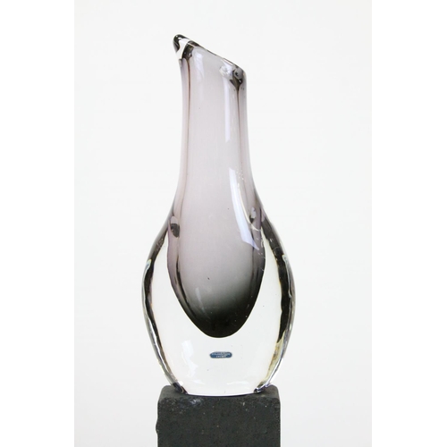 94 - Mid 20th century Swedish Clear and Smokey Glass Vase bearing a label ' Smalandshyttan Sweden ' h.29c... 