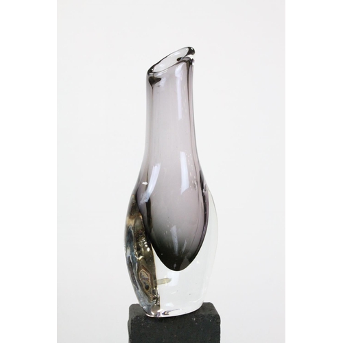 94 - Mid 20th century Swedish Clear and Smokey Glass Vase bearing a label ' Smalandshyttan Sweden ' h.29c... 