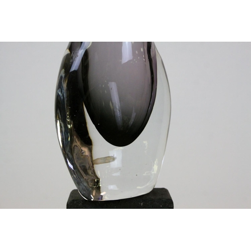 94 - Mid 20th century Swedish Clear and Smokey Glass Vase bearing a label ' Smalandshyttan Sweden ' h.29c... 