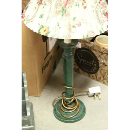 97 - Mixed Lot including Table Lamps, Painted Stationery Rack, Gilt Wall Candle Sconce, Wicker Baskets, e... 