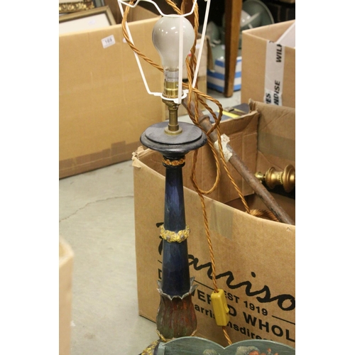 97 - Mixed Lot including Table Lamps, Painted Stationery Rack, Gilt Wall Candle Sconce, Wicker Baskets, e... 