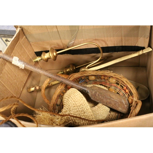 97 - Mixed Lot including Table Lamps, Painted Stationery Rack, Gilt Wall Candle Sconce, Wicker Baskets, e... 