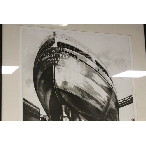 70 - David Smith artist proof  Bransfield Stanley Falkland Islands titled 'IN DRY DOCK SOUTHAMPTON' 70 x ... 