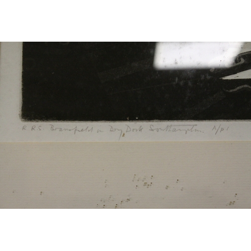 70 - David Smith artist proof  Bransfield Stanley Falkland Islands titled 'IN DRY DOCK SOUTHAMPTON' 70 x ... 