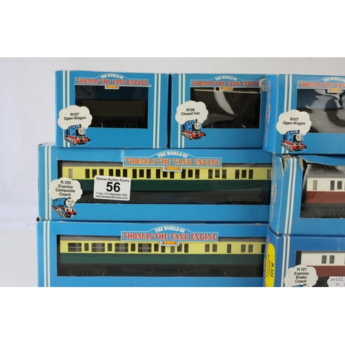 56 - 10 Boxed Hornby OO gauge Thomas The Tank Engine items of rolling stock to include R120 Express Compo... 