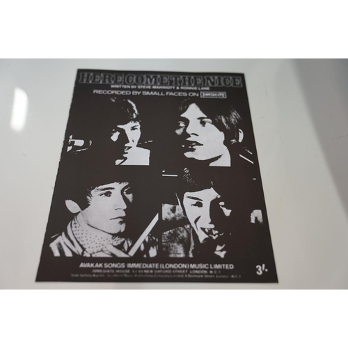 187 - THE SMALL FACES / THE ZOMBIES / THE ANIMALS - 4 MUSIC SHEETS. 1) THE SMALL FACES - 2 PROMOTIONAL