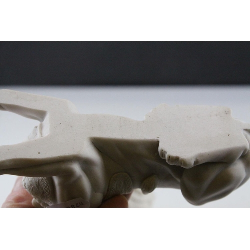 14 - Pair of Parian ware Style Sphinx with the head of a Roman / Greek Woman and the body of a Lion, 17cm... 