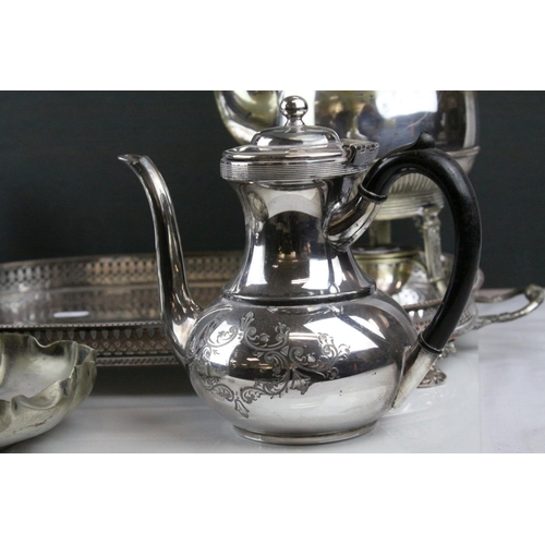 157 - Quantity of silver plate to include spirit kettle ,teaset,  tray  etc.