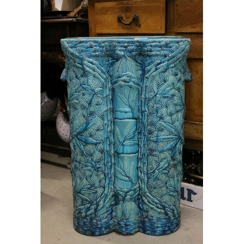 158 - A late 19th century large Art Novueau Burmantofts pottery stick / umbrella stand Monogram mark to un... 