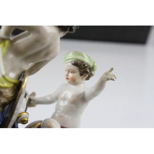 18 - Meissen Porcelain Figure Group of Two Children / Infants firing a Cannon, the base decorated with gi... 