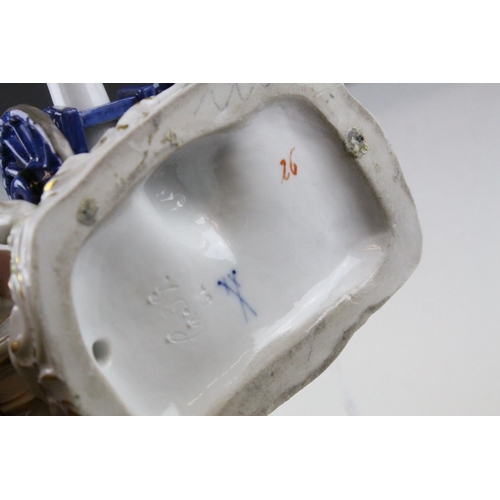 18 - Meissen Porcelain Figure Group of Two Children / Infants firing a Cannon, the base decorated with gi... 