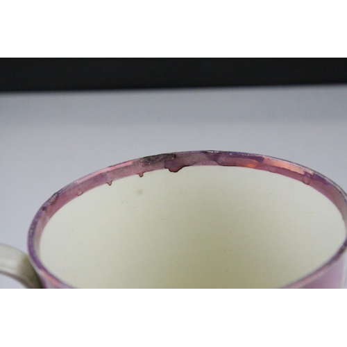 23 - 19th century Sunderland Pink Lustre Mug decorated with a scene of the North West View of the Cast Ir... 