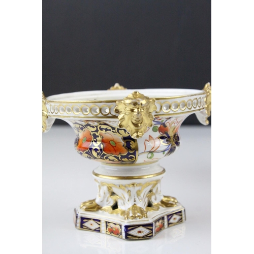 24 - Pair of 19th century Crown Derby Imari Patterned Urns, 9cms high