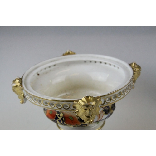 24 - Pair of 19th century Crown Derby Imari Patterned Urns, 9cms high