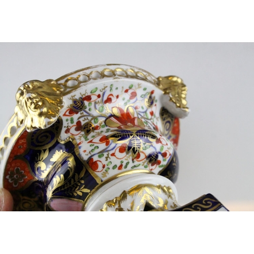 24 - Pair of 19th century Crown Derby Imari Patterned Urns, 9cms high