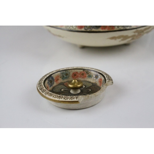 27 - Japanese Satsuma Squat Teapot (lid a/f), 7cms high