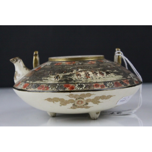 27 - Japanese Satsuma Squat Teapot (lid a/f), 7cms high