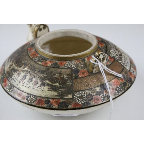 27 - Japanese Satsuma Squat Teapot (lid a/f), 7cms high