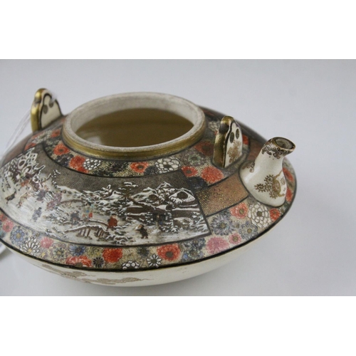 27 - Japanese Satsuma Squat Teapot (lid a/f), 7cms high
