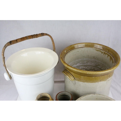 30 - Large 19th century Stoneware Jar with impressed mark, 32cms diameter together with a Ceramic Slop Bu... 
