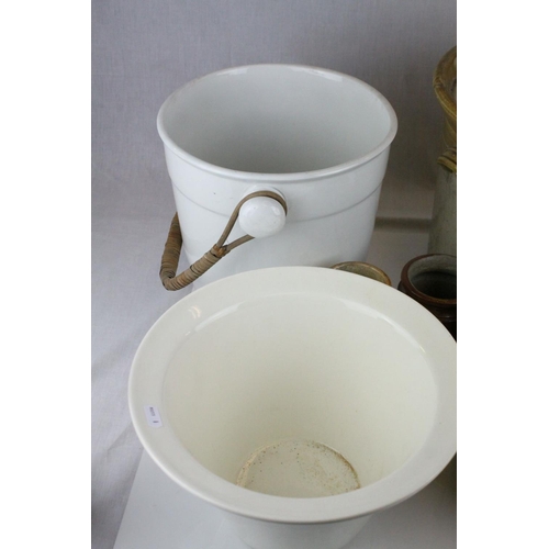 30 - Large 19th century Stoneware Jar with impressed mark, 32cms diameter together with a Ceramic Slop Bu... 