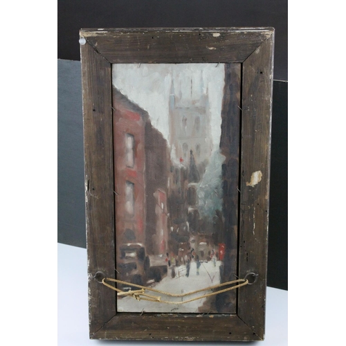 33 - Anthony Robert Klitz (1917-2000), Oil Painting on Board of Street Scene through Archway, 40cms x 19c... 