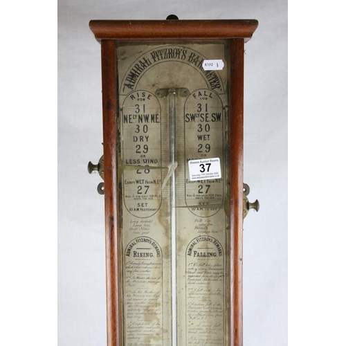 37 - Mahogany Cased Admiral Fitzroy's Barometer, 94cms high