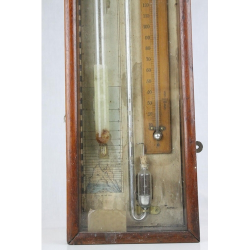 37 - Mahogany Cased Admiral Fitzroy's Barometer, 94cms high
