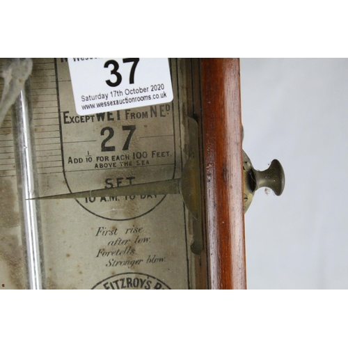 37 - Mahogany Cased Admiral Fitzroy's Barometer, 94cms high