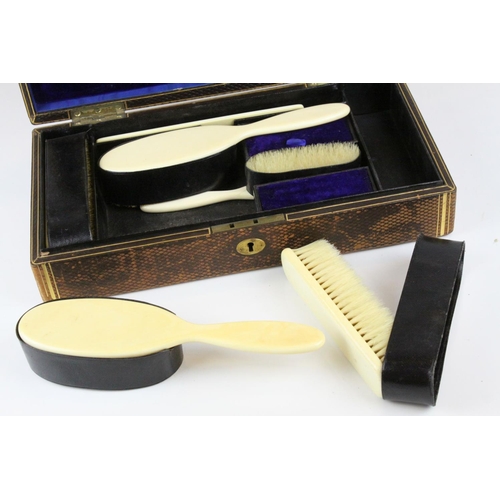 45 - Victorian Ivory Backed Dressing Table Set comprising Mirrors, Hair Brushed, Glove Stretchers, Hand M... 