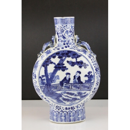5 - Chinese Blue and White Moon Flask, 31cms high