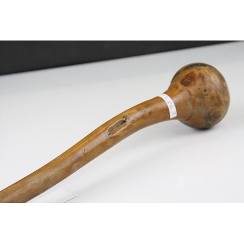 51 - Tribal Hardwood Throwing Club / Knobkerrie with Root Head, 45cms high
