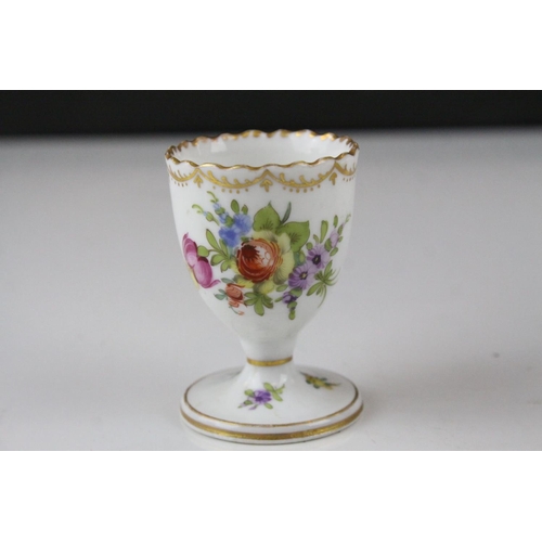 6 - Meissen Vase of flared cylindrical form, hand painted with floral sprays, blue cross swords mark to ... 