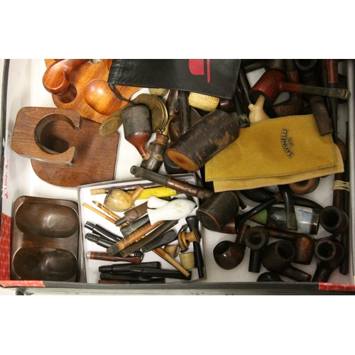 100 - Pipes - Large Collection of mainly Wooden Smoking Pipes and Stands together with a Box of Books main... 