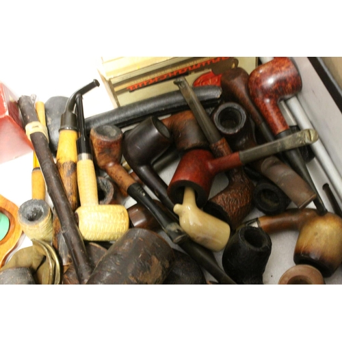100 - Pipes - Large Collection of mainly Wooden Smoking Pipes and Stands together with a Box of Books main... 