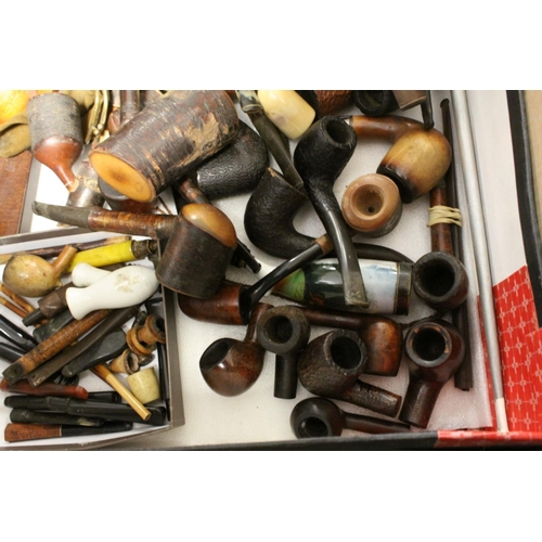 100 - Pipes - Large Collection of mainly Wooden Smoking Pipes and Stands together with a Box of Books main... 
