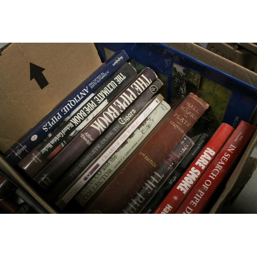 100 - Pipes - Large Collection of mainly Wooden Smoking Pipes and Stands together with a Box of Books main... 