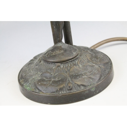 109 - After Auguste Moreau, Art Nouveau Bronzed Spelter Figural Table Lamp with signature to base, holding... 