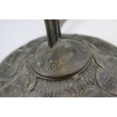 109 - After Auguste Moreau, Art Nouveau Bronzed Spelter Figural Table Lamp with signature to base, holding... 