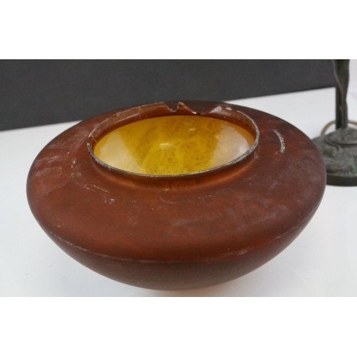 109 - After Auguste Moreau, Art Nouveau Bronzed Spelter Figural Table Lamp with signature to base, holding... 