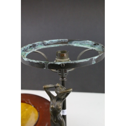 109 - After Auguste Moreau, Art Nouveau Bronzed Spelter Figural Table Lamp with signature to base, holding... 