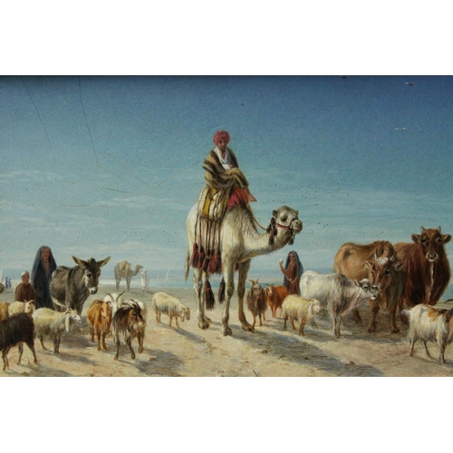 113 - William Luker Snr (1828 - 1905 ), 19th century Oil Painting on Board depicting an Arab Man on a Came... 