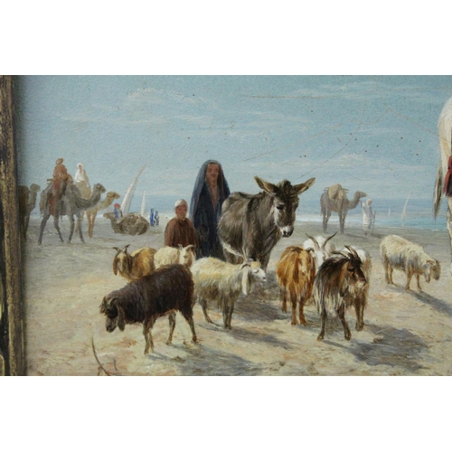 113 - William Luker Snr (1828 - 1905 ), 19th century Oil Painting on Board depicting an Arab Man on a Came... 